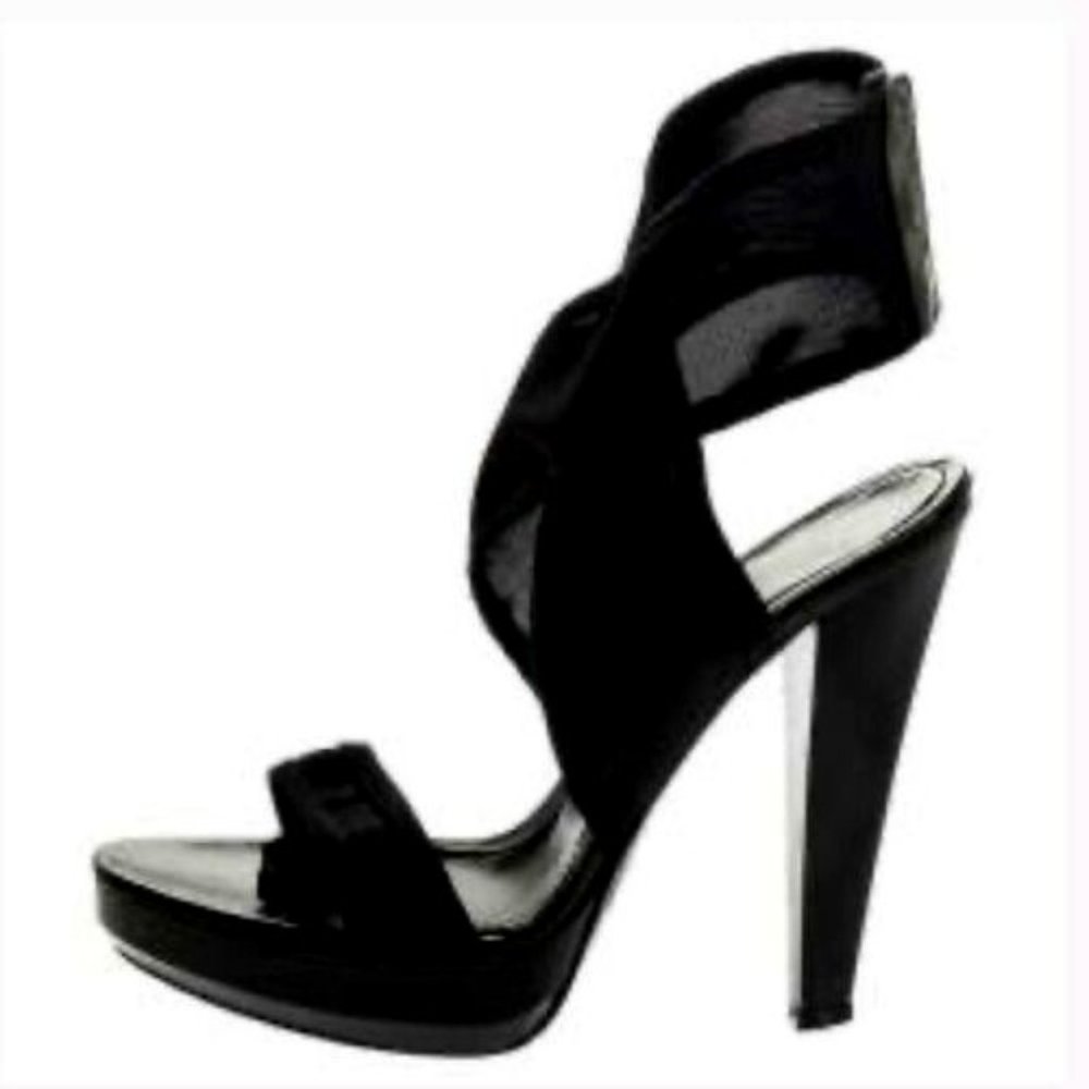 Burberry Mesh Ankle Platform Black Heels Size 38